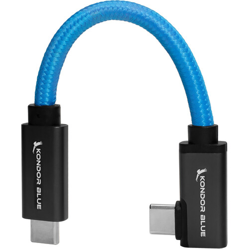 Kondor Blue USB-C 3.2 Gen 2 Straight to Right-Angle Cable (30cm)